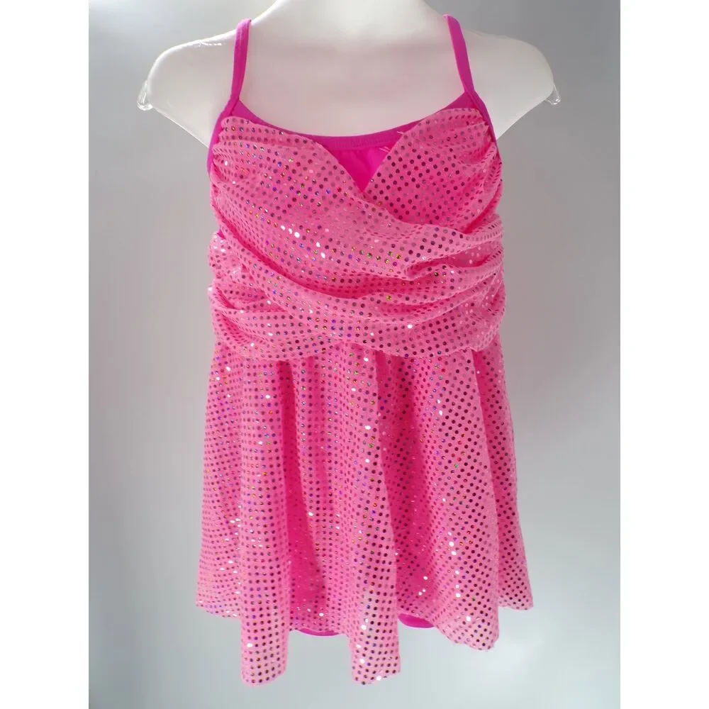 Pre-Owned Dance Costume AWCT  10-12 Pink Skirt Jazz Tap Sequins